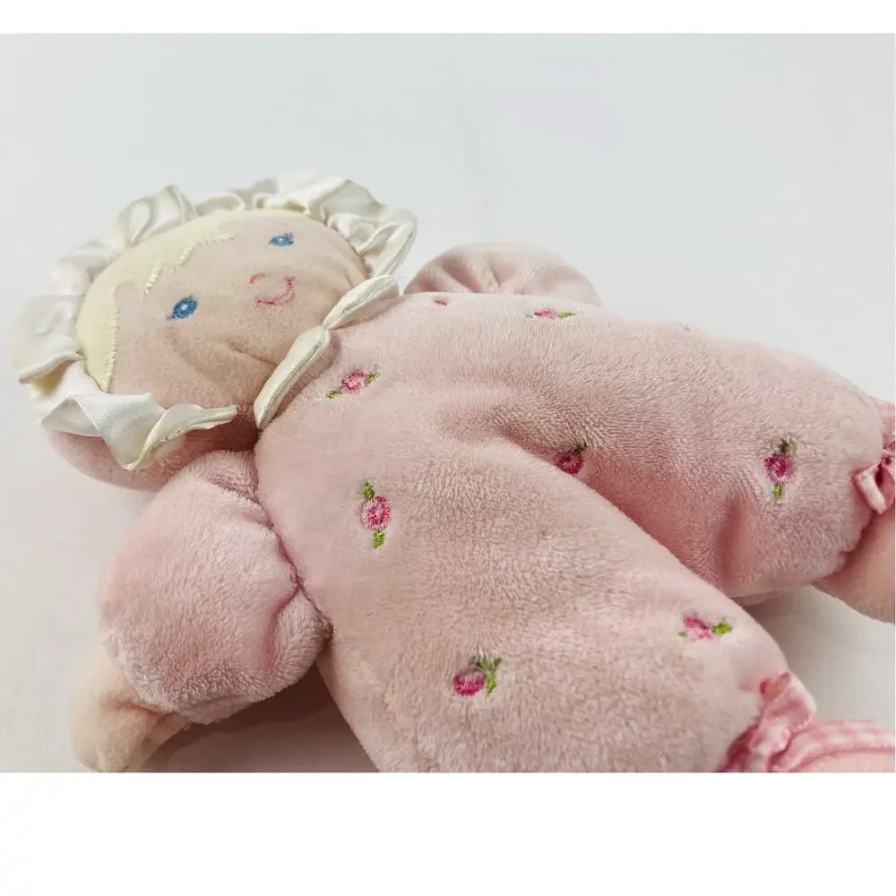 Carters Baby Doll Rattle Pink Dress Prestige Flowers Bows Yellow Hair Blue Eyes